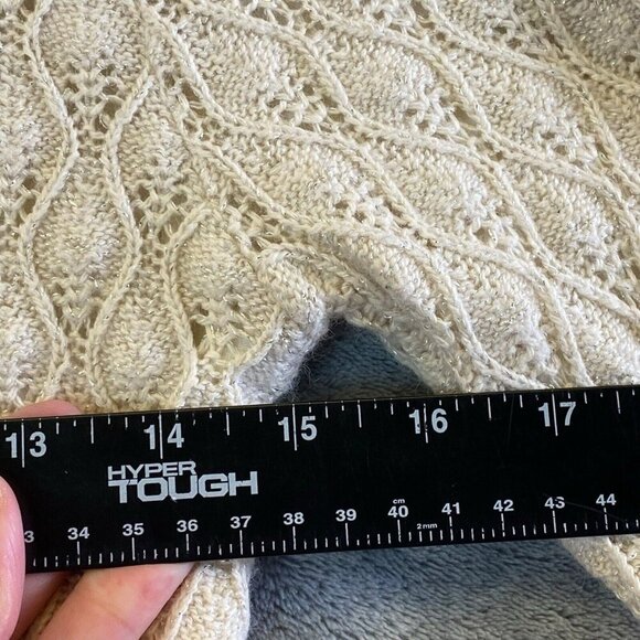 MANOUSH Women Sweater Size M Ivory Cardigan Single Snap Metallic Event Elegant - Picture 9 of 13